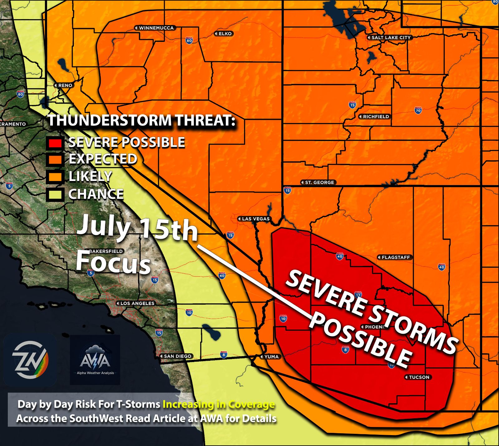 UPDATE: Hyper Active Monsoon Driven by El Niño Strengthening Continues Across The Southwest